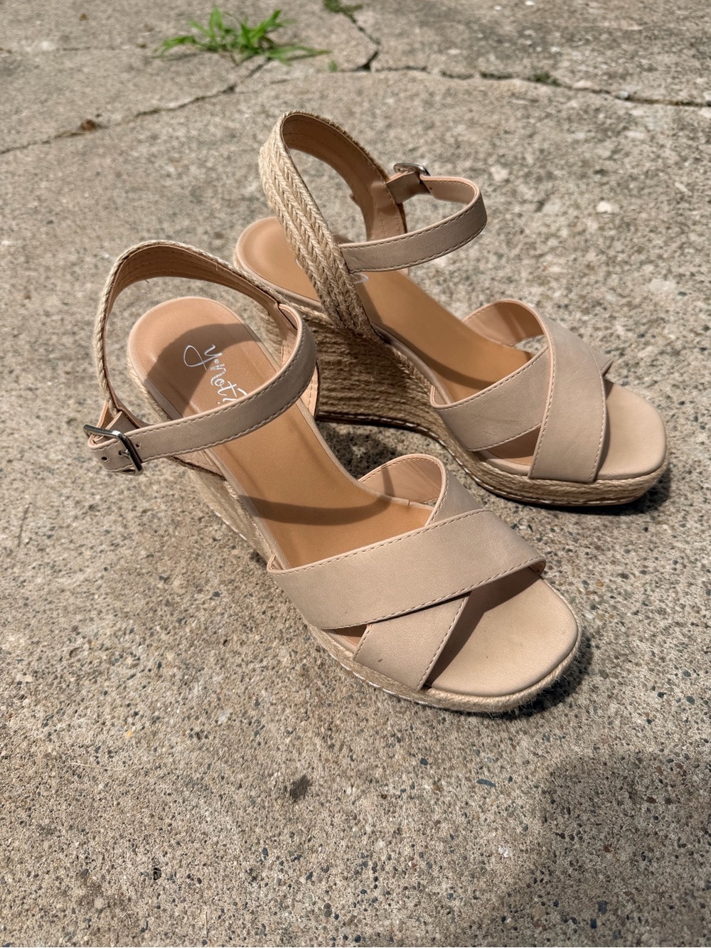 Neutral Espadrille Wedge Sandals with Ankle Strap